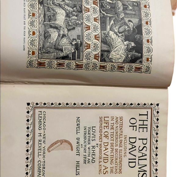 Antique 1900 Red Cloth The Psalms Of David Lovis Rhead gold letter Book HC - Picture 10 of 15